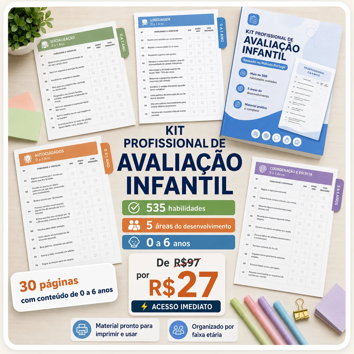 Apresentação completa do Kit Profissional de Avaliação Infantil